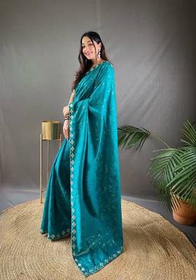 Party Wear Silk Blend Saree 3