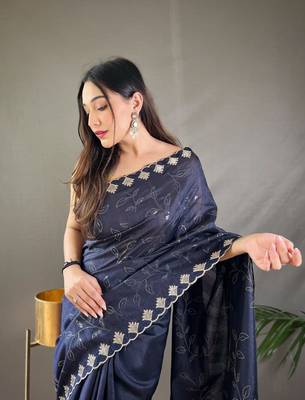 Party Wear Silk Blend Saree 4