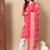 Yufta pink cotton ikat kurta dupatta set
