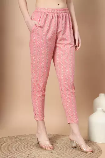  pink printed cotton kurta dupatta set