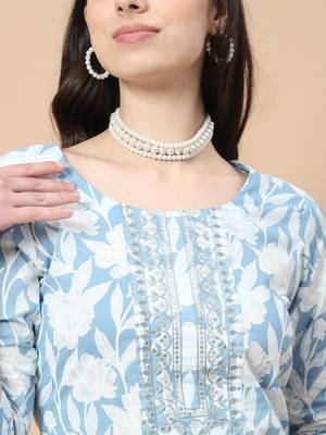 Yufta cotton floral print kurta set dupatta with embroidery 4