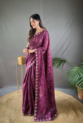 Party Wear Silk Blend Saree 1