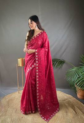 Party Wear Silk Blend Saree 1
