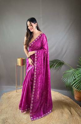 Party Wear Silk Blend Saree 1