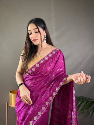 Party Wear Silk Blend Saree 4