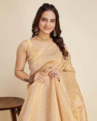   Cream Cotton Silk Saree & Cotton Silk Blouse 1