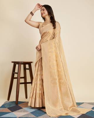   Cream Cotton Silk Saree & Cotton Silk Blouse 2