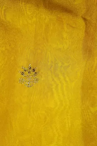 Yellow Organza with Embroidered Net Blouse Saree Set