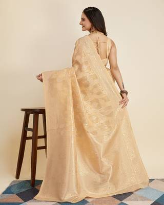   Cream Cotton Silk Saree & Cotton Silk Blouse 3