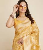   Yellow Cotton Silk Saree & Cotton Silk Blouse
