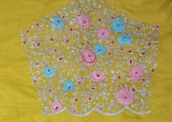 Yellow Organza with Embroidered Net Blouse Saree Set 8