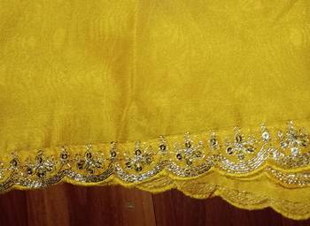 Yellow Organza with Embroidered Net Blouse Saree Set 9