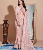   Peach Soft Georgette Saree With Georgette Blouse