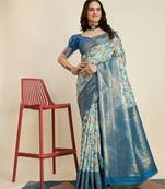 Blue Banarasi Weaving silk Saree & Banarasi silk blend Blouse
