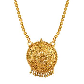 Jfl - jewellery for less traditional ethnic gold plated design pendant with ball chain for women for girls.    1