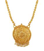 Jfl - jewellery for less traditional ethnic gold plated design pendant with ball chain for women for girls.   