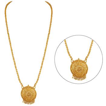 Jfl - jewellery for less traditional ethnic gold plated design pendant with ball chain for women for girls.    2