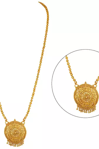 Jfl - jewellery for less traditional ethnic gold plated design pendant with ball chain for women for girls.   