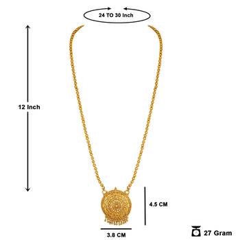 Jfl - jewellery for less traditional ethnic gold plated design pendant with ball chain for women for girls.    3