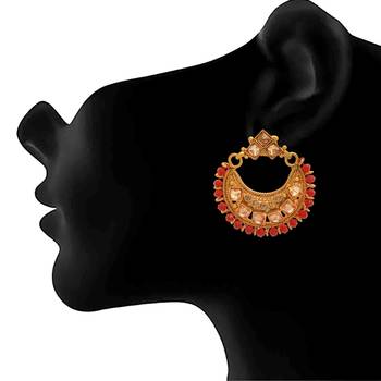 Jfl - ethnic one gram gold plated lcd champagne polki stone studded design necklace set for women and girls. 3