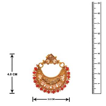 Jfl - ethnic one gram gold plated lcd champagne polki stone studded design necklace set for women and girls. 4