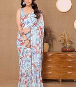 Multicolor Soft Georgette Printed Saree  Is One Minute Ready To Wear Pre-Stitiched Saree