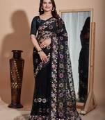   Black Soft Net Embroidery Saree & Soft Net Blouse