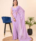   Purple Soft Organza Embroidery Saree & Soft Organza Blouse