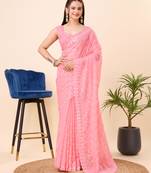   Pink Soft Organza Embroidery Saree & Soft Organza Blouse