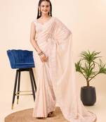   Beige Soft Organza Embroidery Saree & Soft Organza Blouse