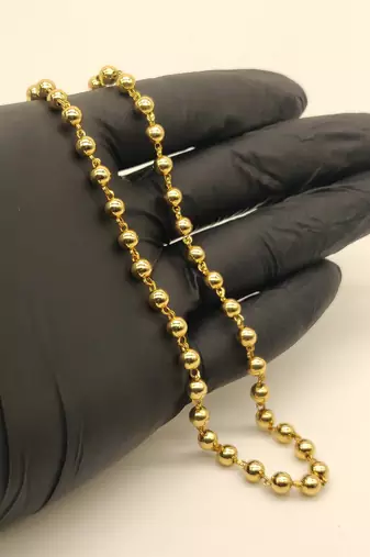 Gold plated single layer golden balls chain