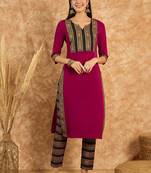 Ziyaa women's pink crepe kurta and pant set