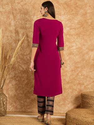 Ziyaa women's pink crepe kurta and pant set 2