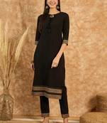 Ziyaa women's black crepe kurta and pant set