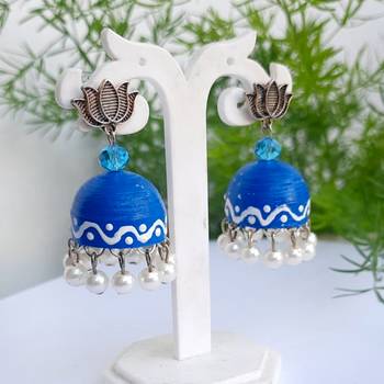 Quilled jhumkas with kolam designs 9 1