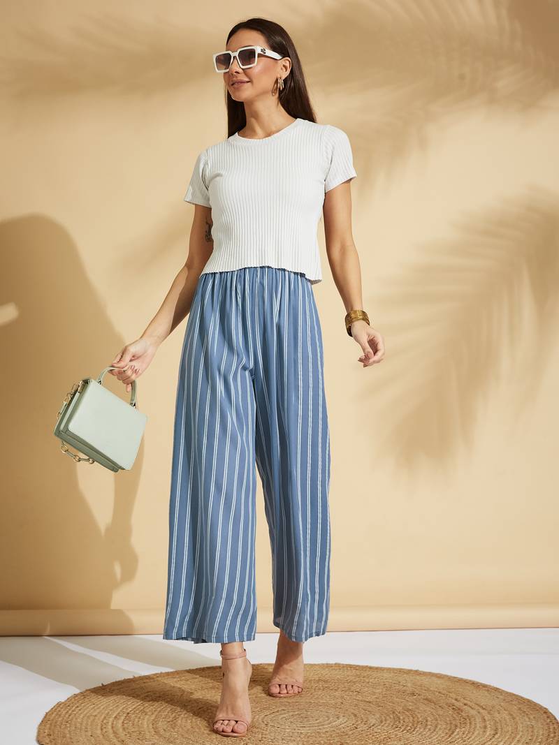 Grey printed rayon palazzo-pants