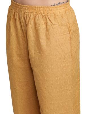 Beige plain cotton palazzo-pants 6