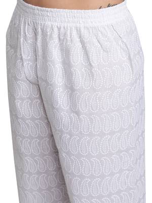 White plain cotton palazzo-pants 6