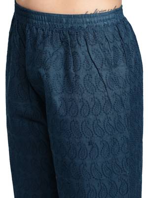 Green plain cotton palazzo-pants 6