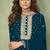 Teal color sequins work salwar suit for engagement