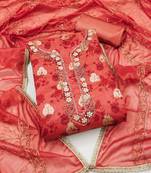 Red Modal Butti Dress Material With Inner