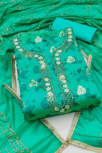 Turquoise Modal Butti Dress Material With Inner