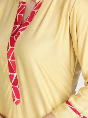 Beige printed rayon kurta-sets 6