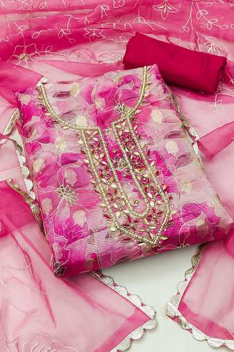 Rani Organza Banarasi Dress Material