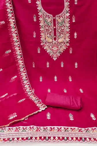 Women'S Rani Soft Organza Hand Work Dress Material