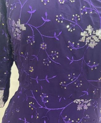 Purple embroidered georgette long-kurtis 5