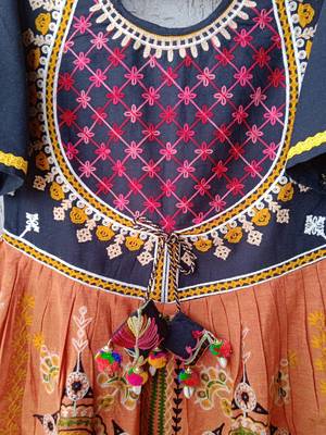 Black long unique khaid kedia with maharano yoke and pants set 8