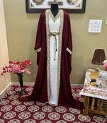 Maroon Georgette Kaftan with Golden Embroidery