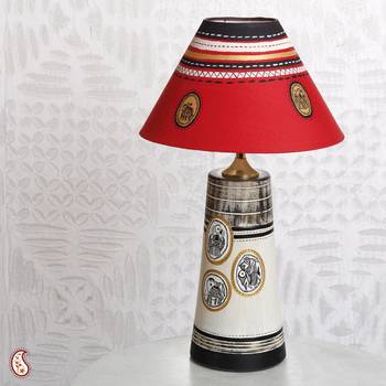 An Elegant Hand Painted Lampshade  In Terracotta 1