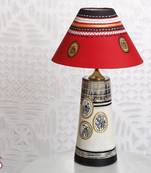 An Elegant Hand Painted Lampshade  In Terracotta